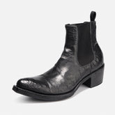 DreamBox Men’s Dark Horsehide Chelsea Boots – Handmade Goodyear Welted Platform Boots589-2