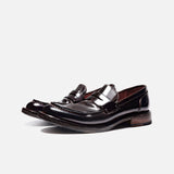 ZH008-7 Vibram HORSEHIDE LEATHER SHOES, BREATHABLE, HANDMADE LOAFERS