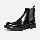 DreamBox Men’s Shell Cordovan Brogue Chelsea Boots – Handmade High-Top Leather Boots28351