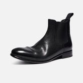 181901 STONE-WASHED HORSEHIDE MINIMALIST CHELSEA BOOTS FOR MEN, SHORT LEATHER BOOTS