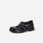 DREAMBOX Women's Washed Horse Leather Footbed Loafers – Breathable Handmade Slip-On Leather Shoes WM1210