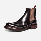 DreamBox Men’s Shell Cordovan Brogue Chelsea Boots – Handmade High-Top Leather Boots28351