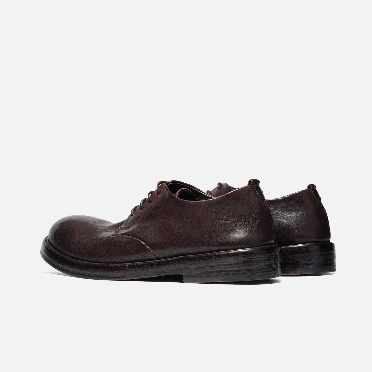 DREAMBOX Washed Horsehide Derby Shoes – Handmade Leather Sole, Breathable British Vintage Casual Shoes171101