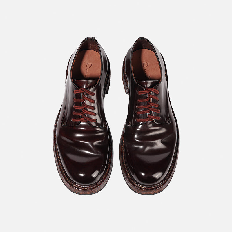 24618 Vibram HANDMADE DERBY LEATHER SHOES MADE OF WASHED HORSEHIDE