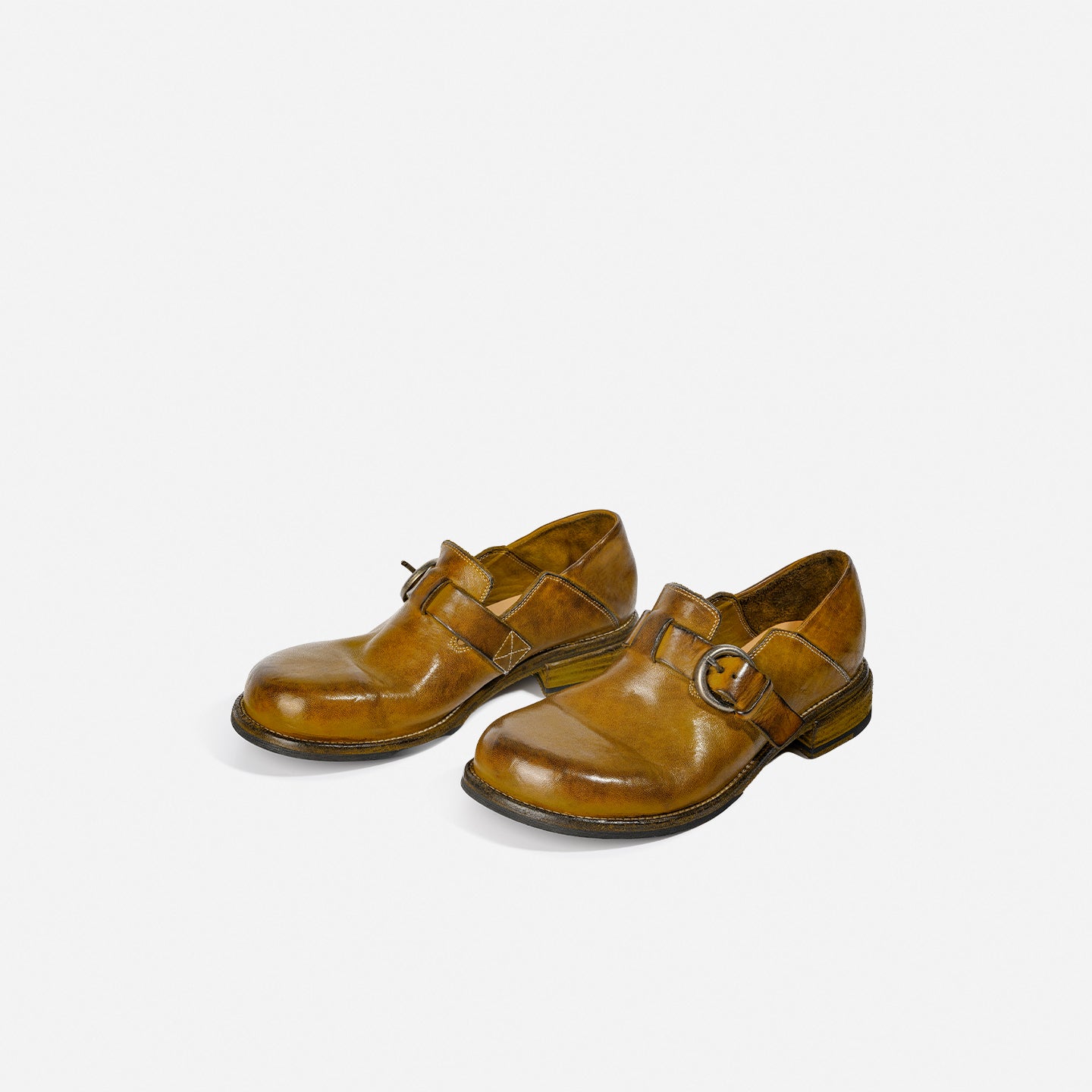DREAMBOX Women's Washed Horse Leather Footbed Loafers – Breathable Handmade Slip-On Leather Shoes WM1210