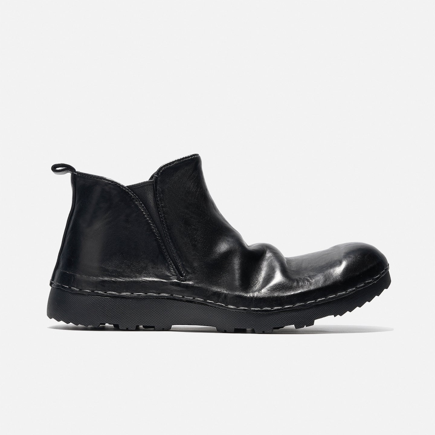 21254-7 HANDMADE THICK-SOLED SHORT BOOTS MADE OF WASHED HORSE LEATHER, VERSATILE CHELSEA BOOTS