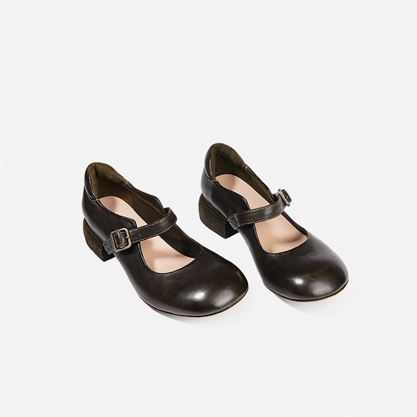 DREAMBOX “Sicilian Morning Song” French-Style Mary Jane Heels – Horse Leather Women’s Shoes WM2528-1