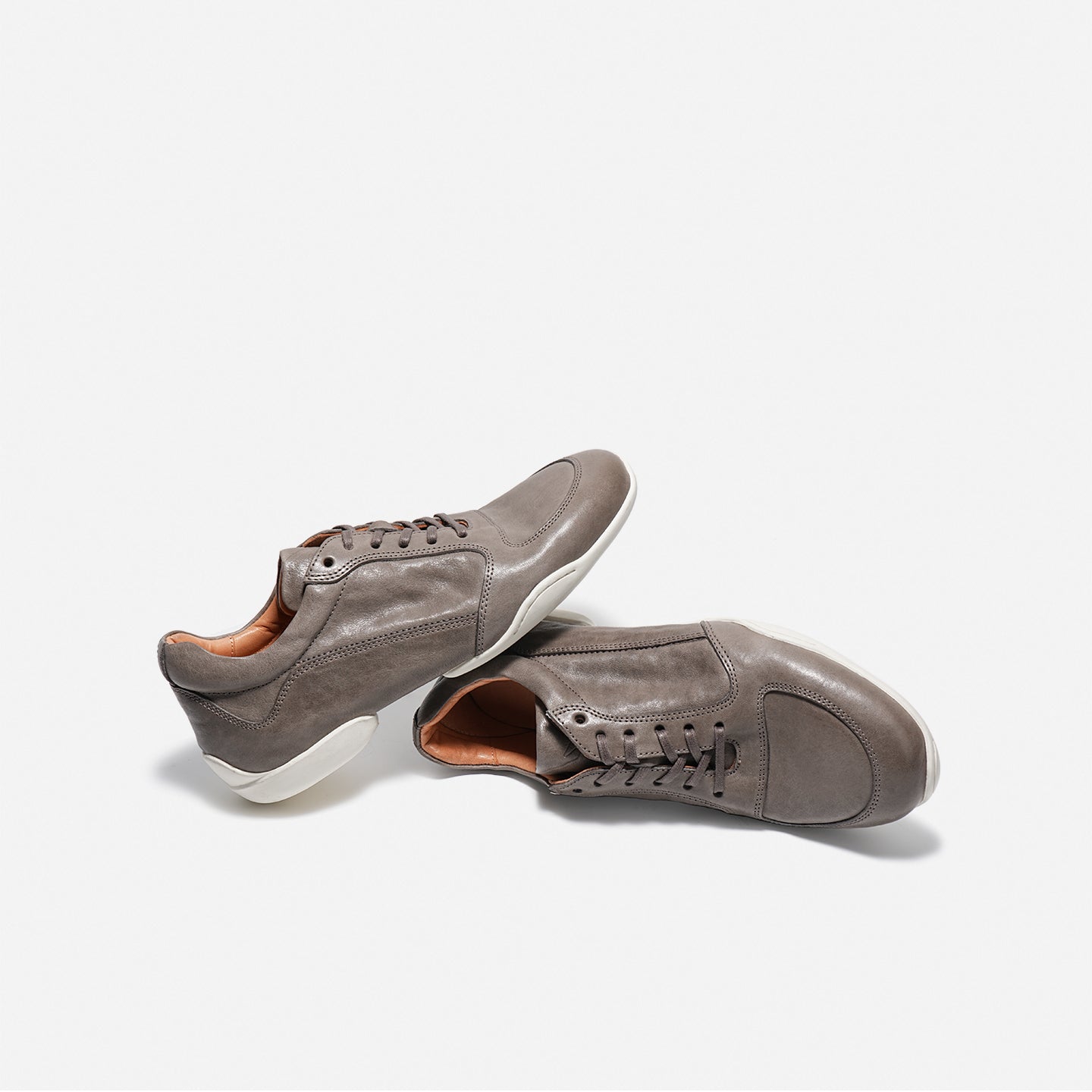 DREAMBOX Vibram Lightweight Low-Profile German Trainer Sneakers – Washed Horse Leather Casual Flat Shoes for Women WM165909