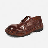 DREAMBOX Premium Horsehide Derby Shoes – Vibram Sole, Breathable Men’s Casual Leather Shoes8038-8