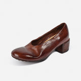 DREAMBOX Women’s Washed Horse Leather Platform Loafers – Breathable Heeled Slip-On Shoes WM25812