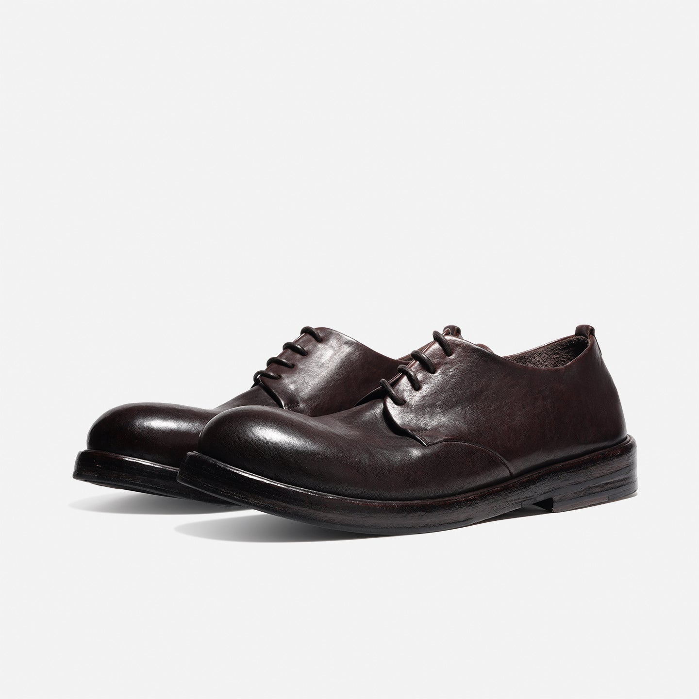 DREAMBOX Washed Horsehide Derby Shoes – Handmade Leather Sole, Breathable British Vintage Casual Shoes171101