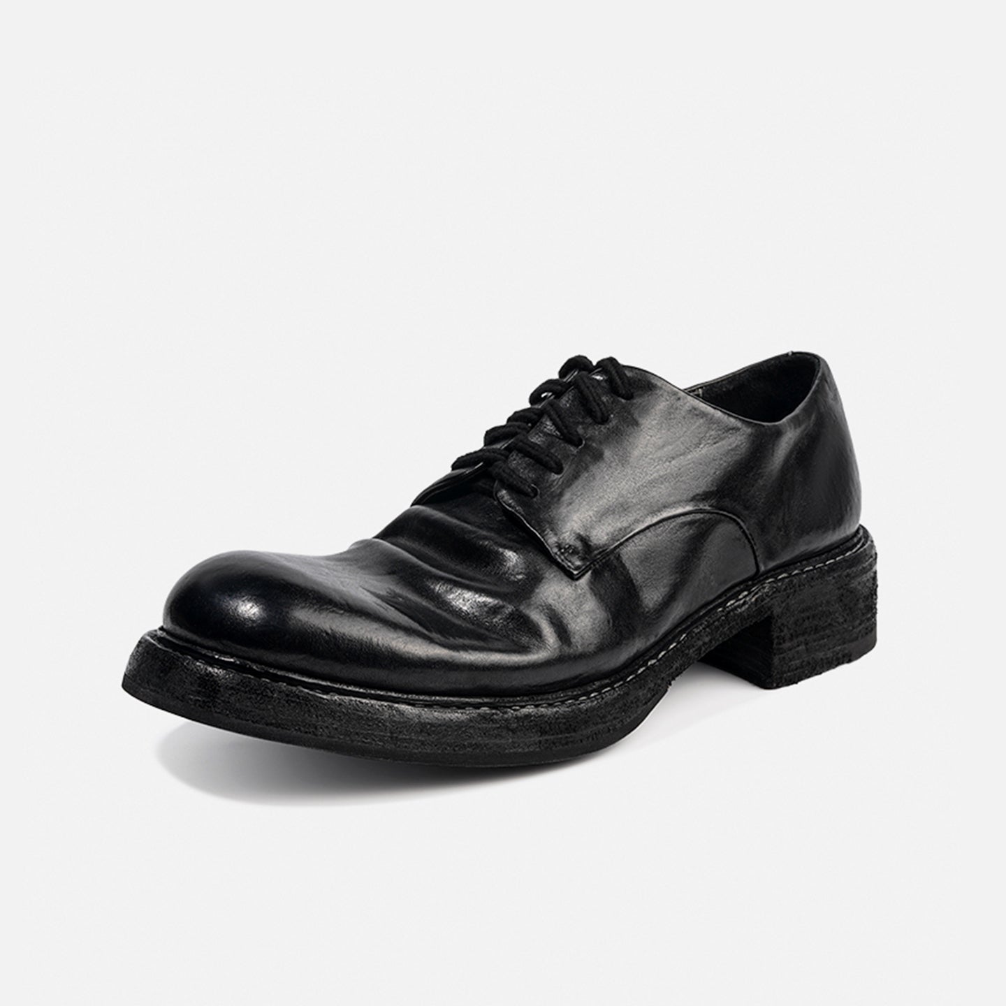 24618-1M HANDMADE DERBY LEATHER SHOES MADE OF WASHED HORSEHIDE