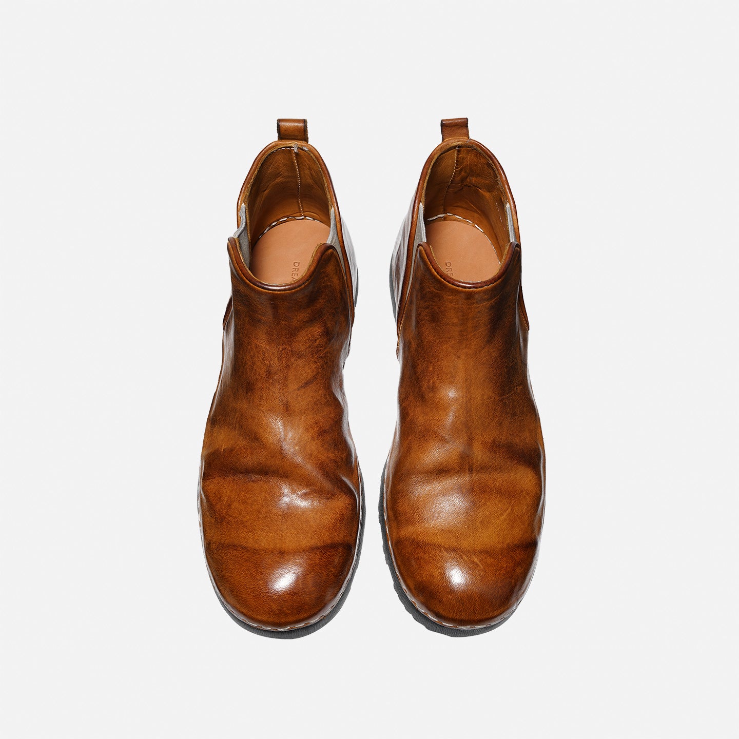 21254-7 HANDMADE THICK-SOLED SHORT BOOTS MADE OF WASHED HORSE LEATHER, VERSATILE CHELSEA BOOTS