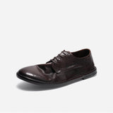 DREAMBOX Washed Horse Leather Minimalist Casual Shoes – Lightweight Breathable Low-Profile Derby Shoes for Fall WM184401