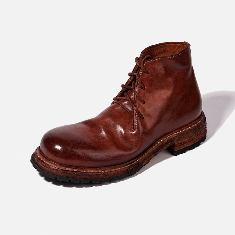 DreamBox Men’s Horsehide Desert Boots – Vibram® Non-Slip, Goodyear Welted Handmade Leather Boots10792-1