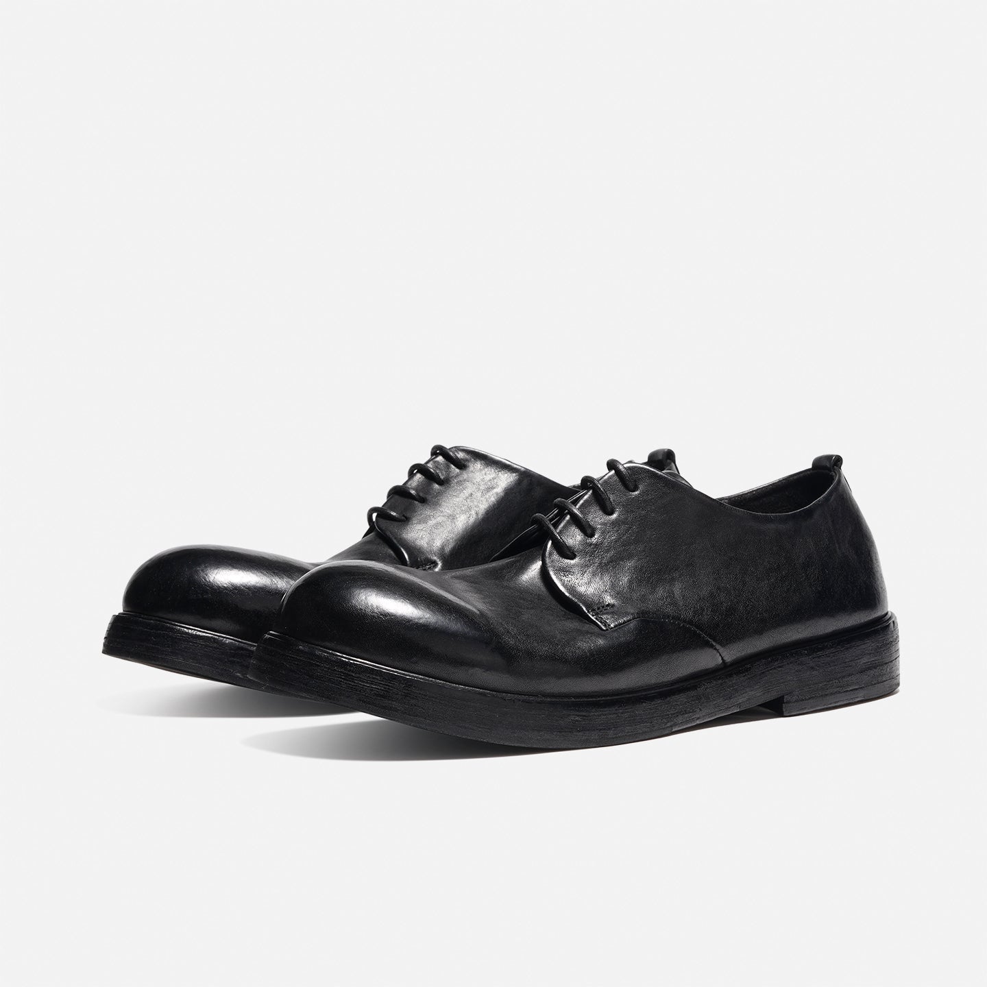 DREAMBOX Washed Horsehide Derby Shoes – Handmade Leather Sole, Breathable British Vintage Casual Shoes171101