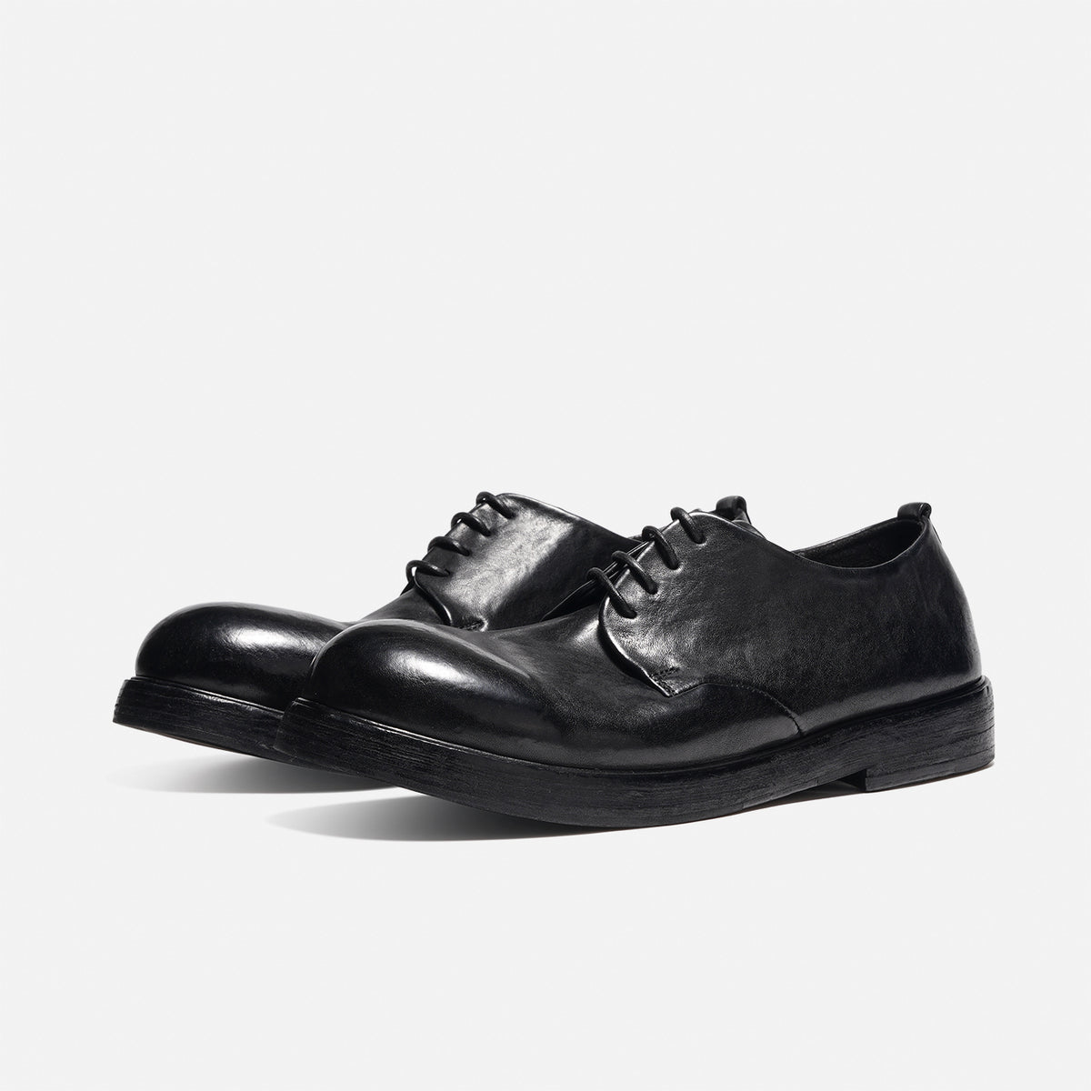 DREAMBOX Washed Horsehide Derby Shoes – Handmade Leather Sole, Breathable British Vintage Casual Shoes171101