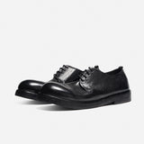 DREAMBOX Washed Horsehide Derby Shoes – Handmade Leather Sole, Breathable British Vintage Casual Shoes171101