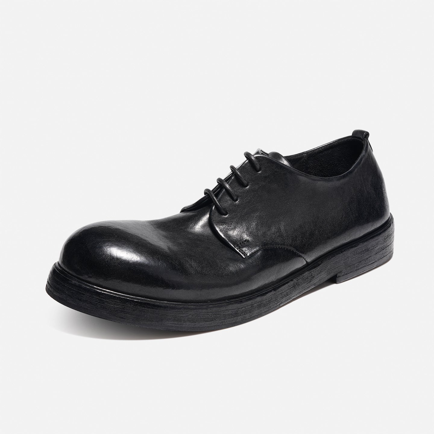 DREAMBOX Washed Horsehide Derby Shoes – Handmade Leather Sole, Breathable British Vintage Casual Shoes171101