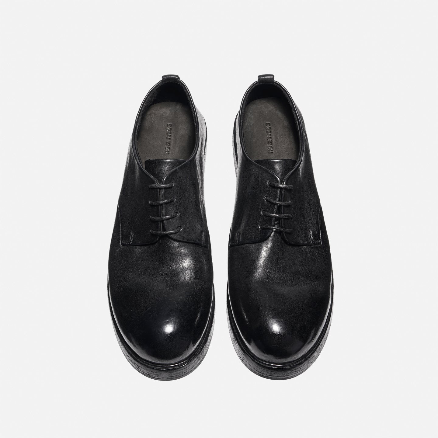 DREAMBOX Washed Horsehide Derby Shoes – Handmade Leather Sole, Breathable British Vintage Casual Shoes171101