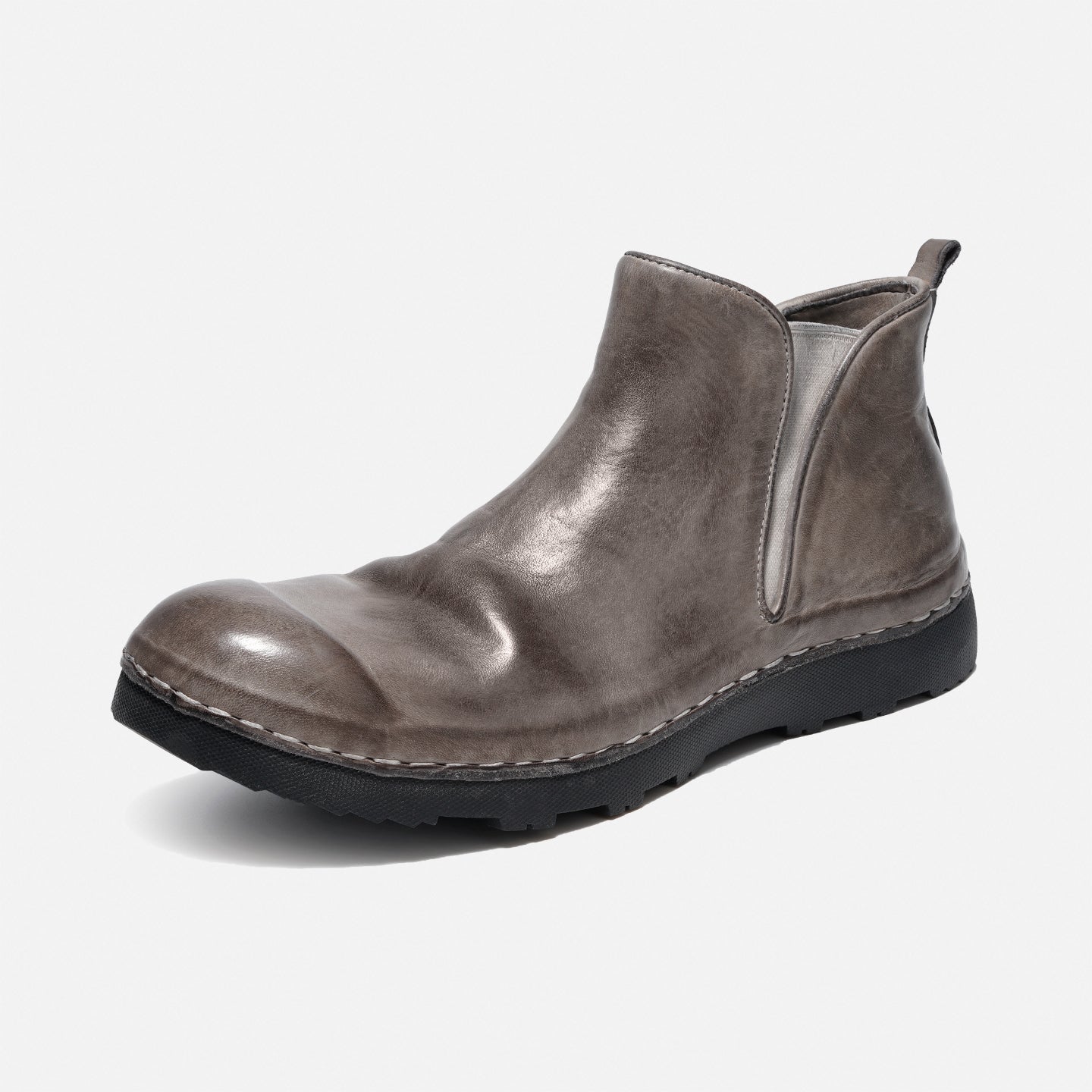 21254-7 HANDMADE THICK-SOLED SHORT BOOTS MADE OF WASHED HORSE LEATHER, VERSATILE CHELSEA BOOTS