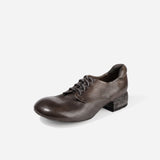 DREAMBOX Women’s Washed Horse Leather Derby Shoes – Premium British Vintage Leather Shoes WM2529-1