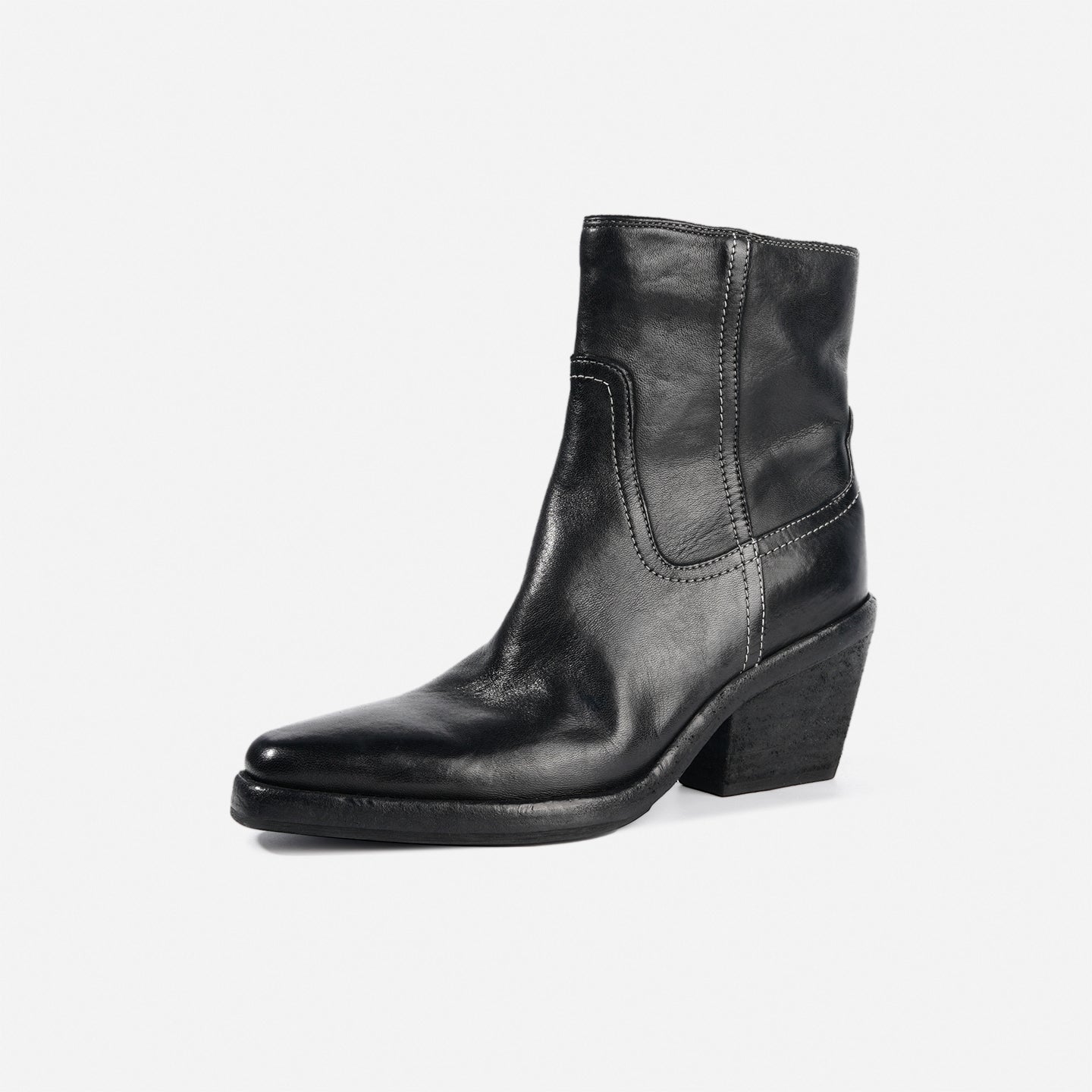 DREAMBOX Women’s Washed Horse Leather Chelsea Boots – Pointed Toe Block Heel Platform Ankle Boots WM2511-11