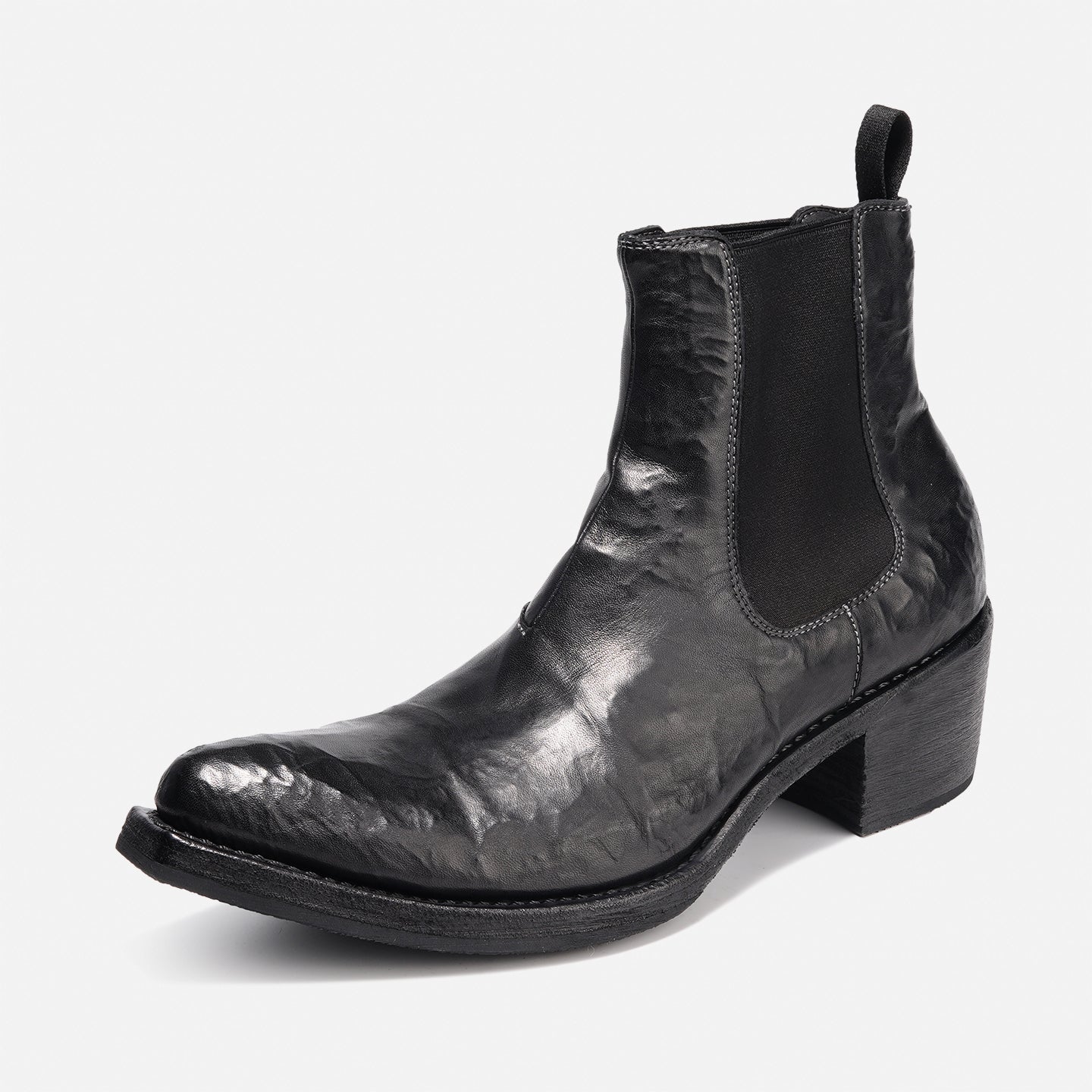 DreamBox Men’s Dark Horsehide Chelsea Boots – Handmade Goodyear Welted Platform Boots589-2