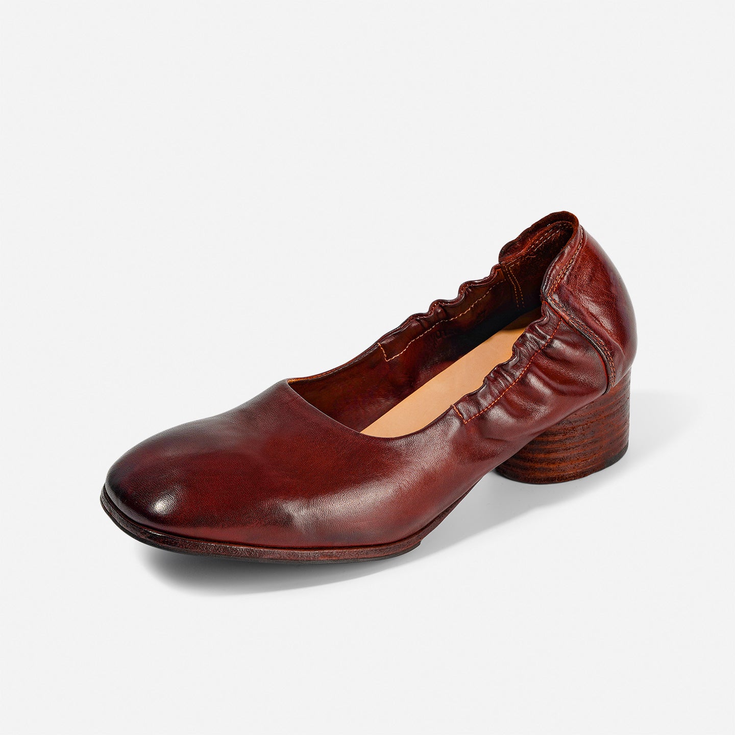 DREAMBOX Women’s Washed Horse Leather Heeled Loafers – Elegant Slip-On Dress Shoes WM0126