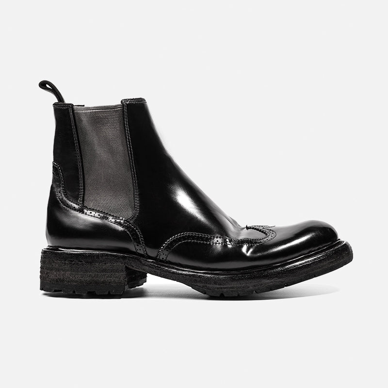 DreamBox Men’s Shell Cordovan Brogue Chelsea Boots – Handmade High-Top Leather Boots28351