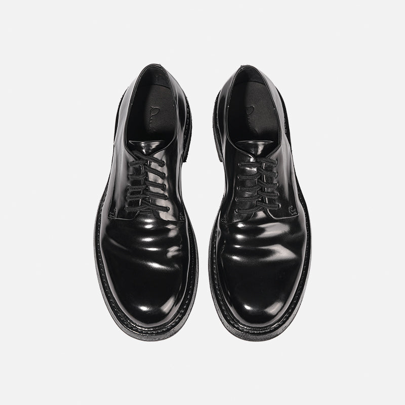 24618 Vibram HANDMADE DERBY LEATHER SHOES MADE OF WASHED HORSEHIDE