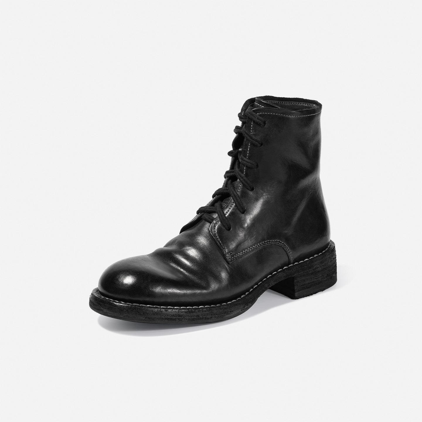 DREAMBOX Women’s Handmade Washed Horse Leather Ankle Boots – Comfortable Block Heel Luxury Combat Boots WM097-1