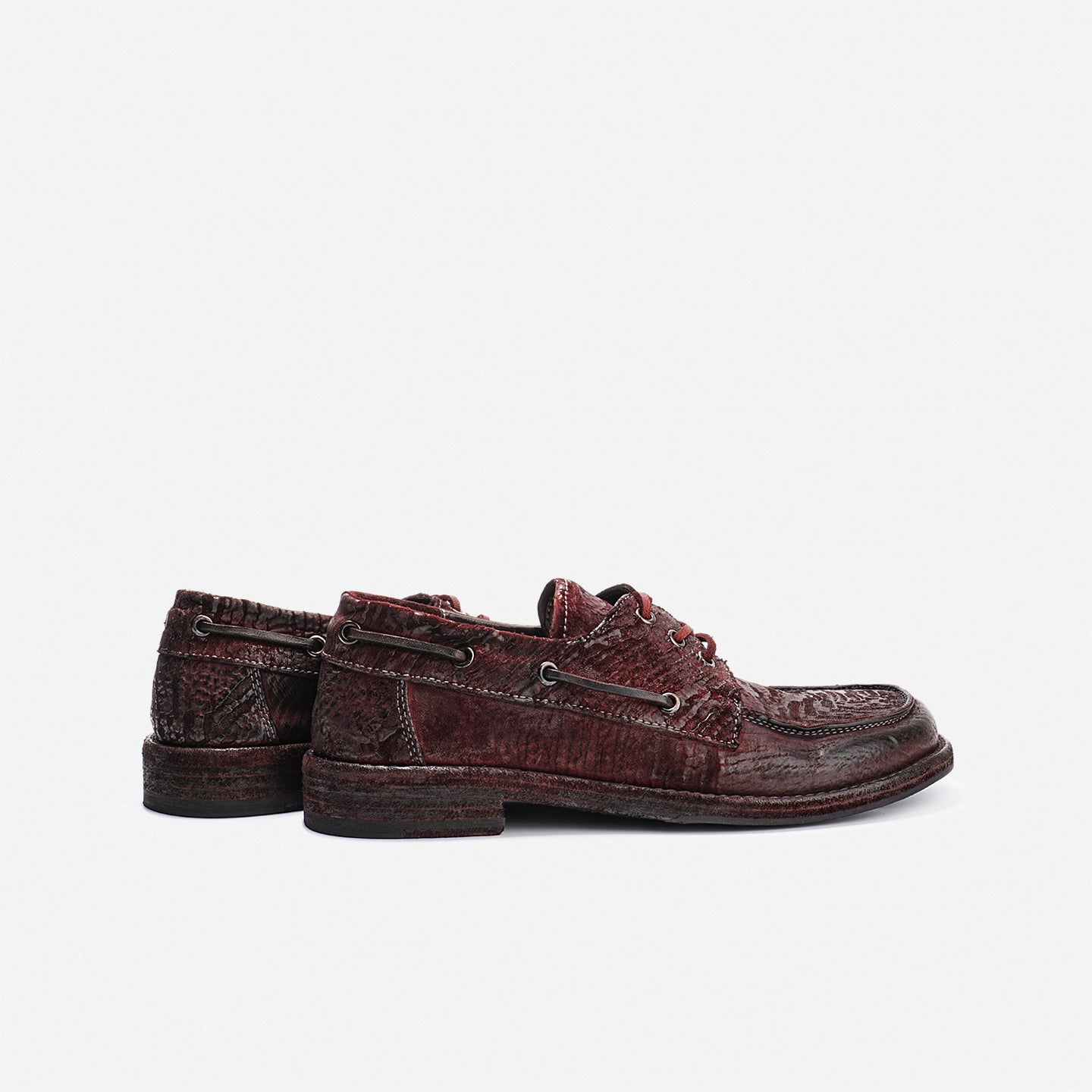 DREAMBOX Women’s Handmade Cordovan Leather Boat Shoes – Chunky Heel Platform Loafers WM262-2