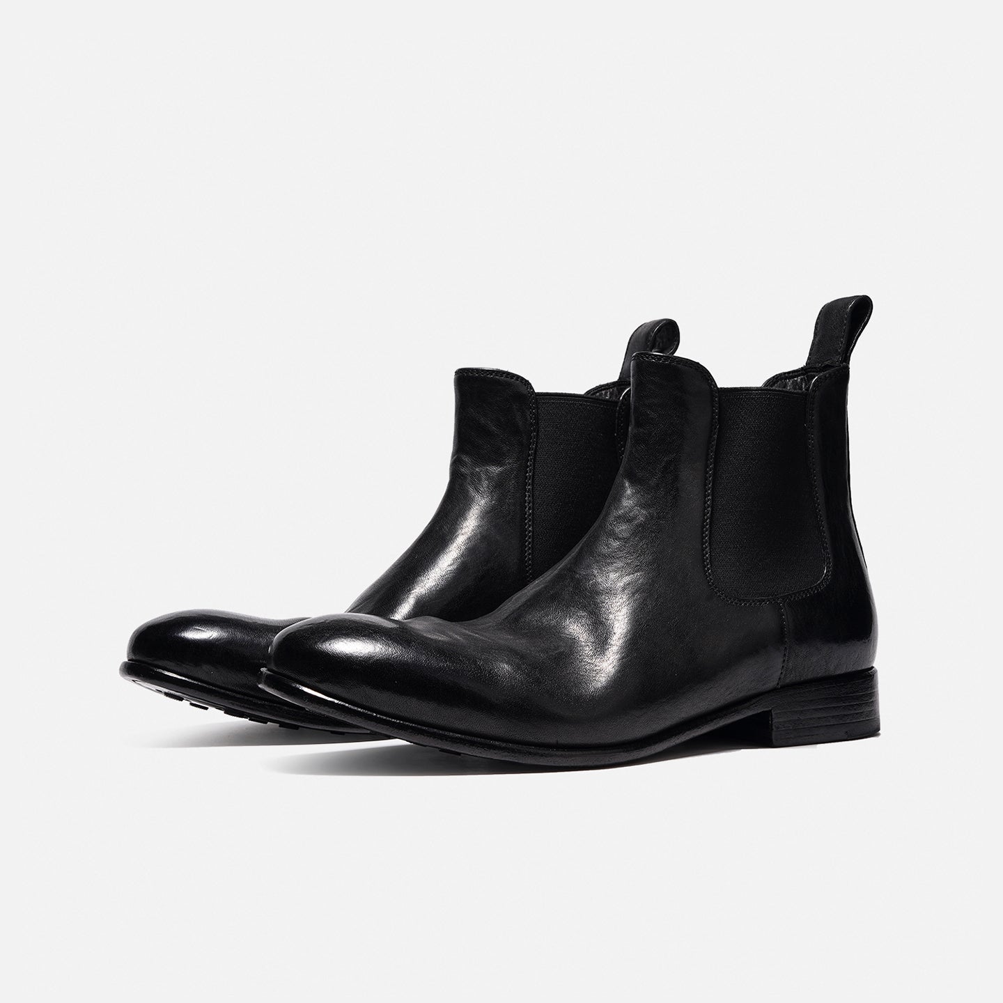 181901 STONE-WASHED HORSEHIDE MINIMALIST CHELSEA BOOTS FOR MEN, SHORT LEATHER BOOTS