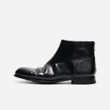 DREAMBOX Vibram Horse Croup Leather Ankle Boots with Back Zipper, British-Inspired Winter Boots 5321