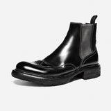 DreamBox Men’s Shell Cordovan Brogue Chelsea Boots – Handmade High-Top Leather Boots28351
