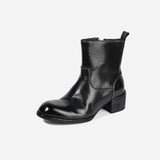 DREAMBOX Women’s Washed Horsehide Platform Boots – Chunky Heel & Comfortable Lift WM25113