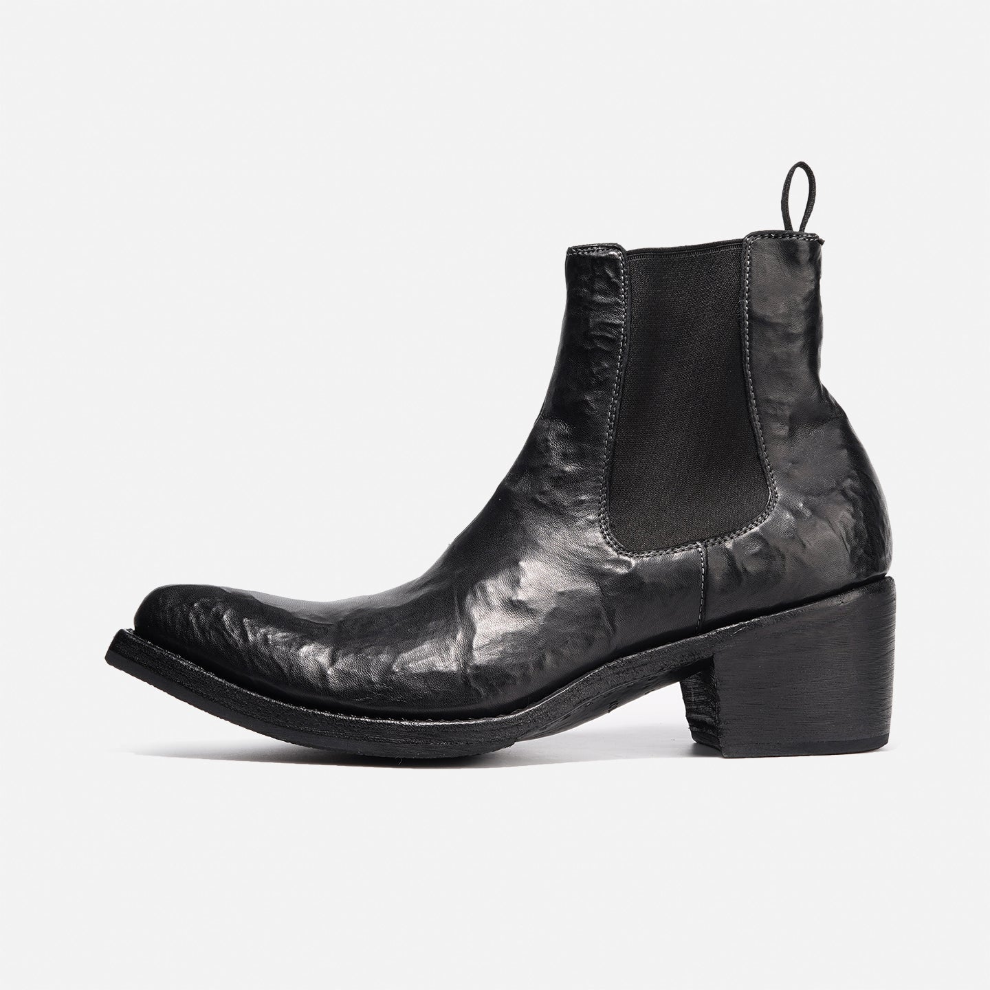 DreamBox Men’s Dark Horsehide Chelsea Boots – Handmade Goodyear Welted Platform Boots589-2