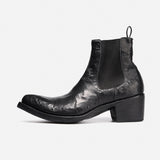 DreamBox Men’s Dark Horsehide Chelsea Boots – Handmade Goodyear Welted Platform Boots589-2