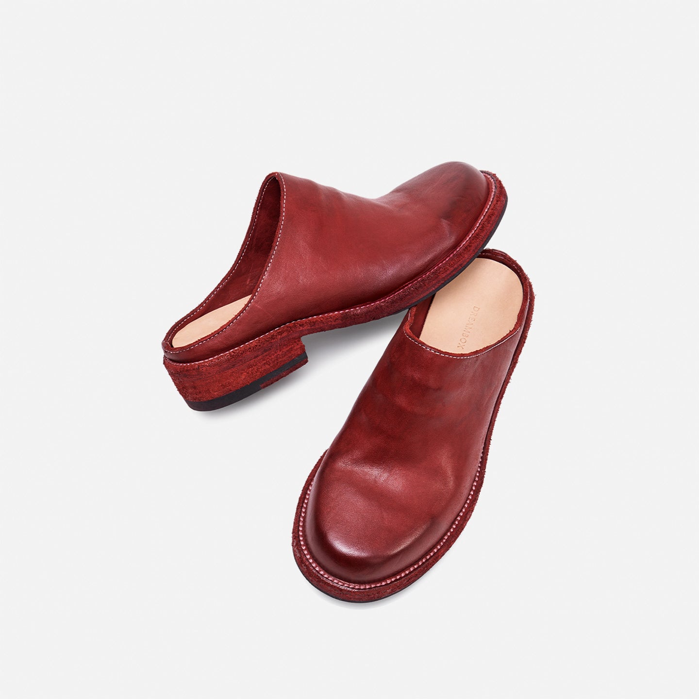 DREAMBOX Washed Horse Leather Clog Mules – Summer Slip-On Closed-Toe Sandals for Women WM7781