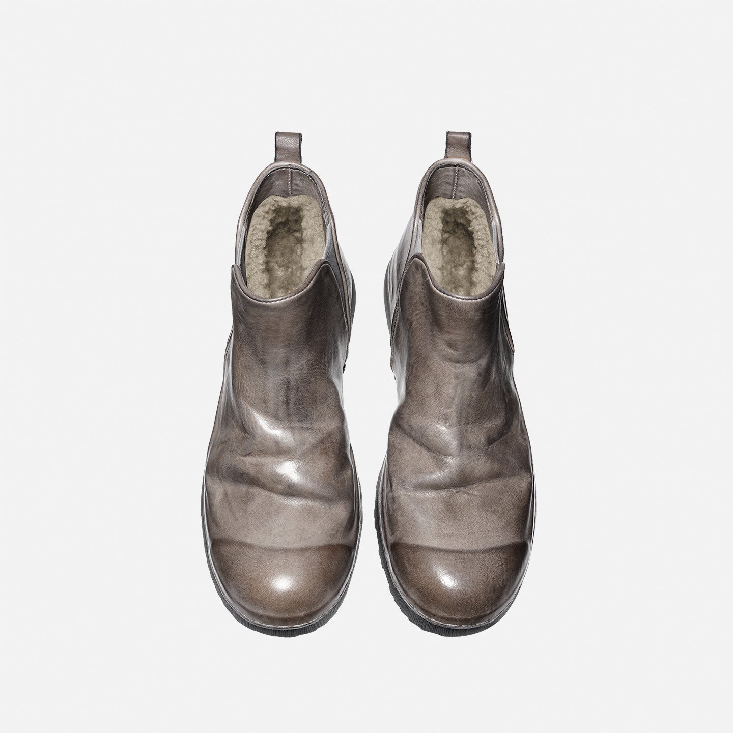 21254-7 HANDMADE THICK-SOLED SHORT BOOTS MADE OF WASHED HORSE LEATHER, VERSATILE CHELSEA BOOTS