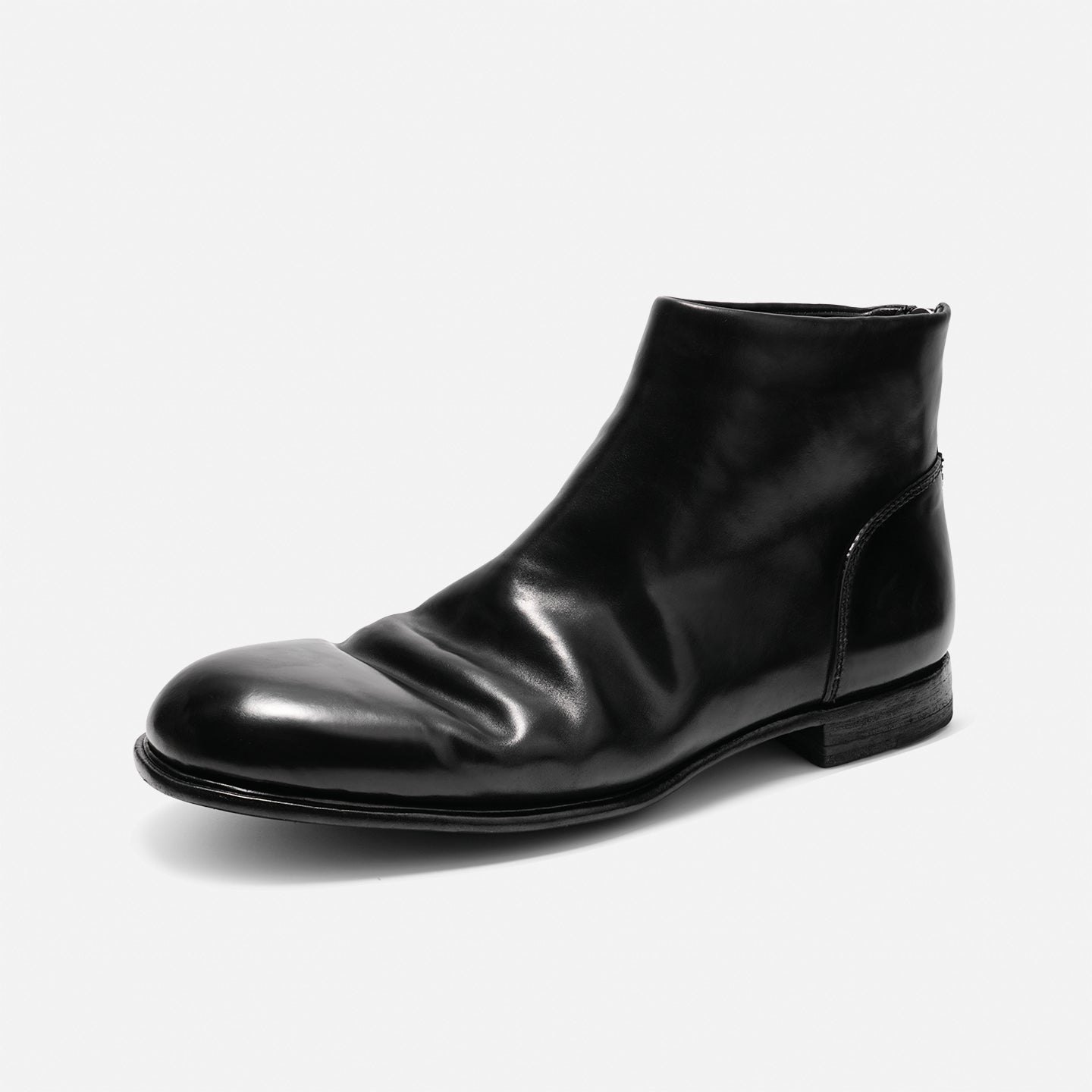DREAMBOX Vibram Horse Croup Leather Ankle Boots with Back Zipper, British-Inspired Winter Boots 5321