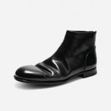 DREAMBOX Vibram Horse Croup Leather Ankle Boots with Back Zipper, British-Inspired Winter Boots 5321