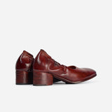DREAMBOX Women’s Washed Horse Leather Heeled Loafers – Elegant Slip-On Dress Shoes WM0126