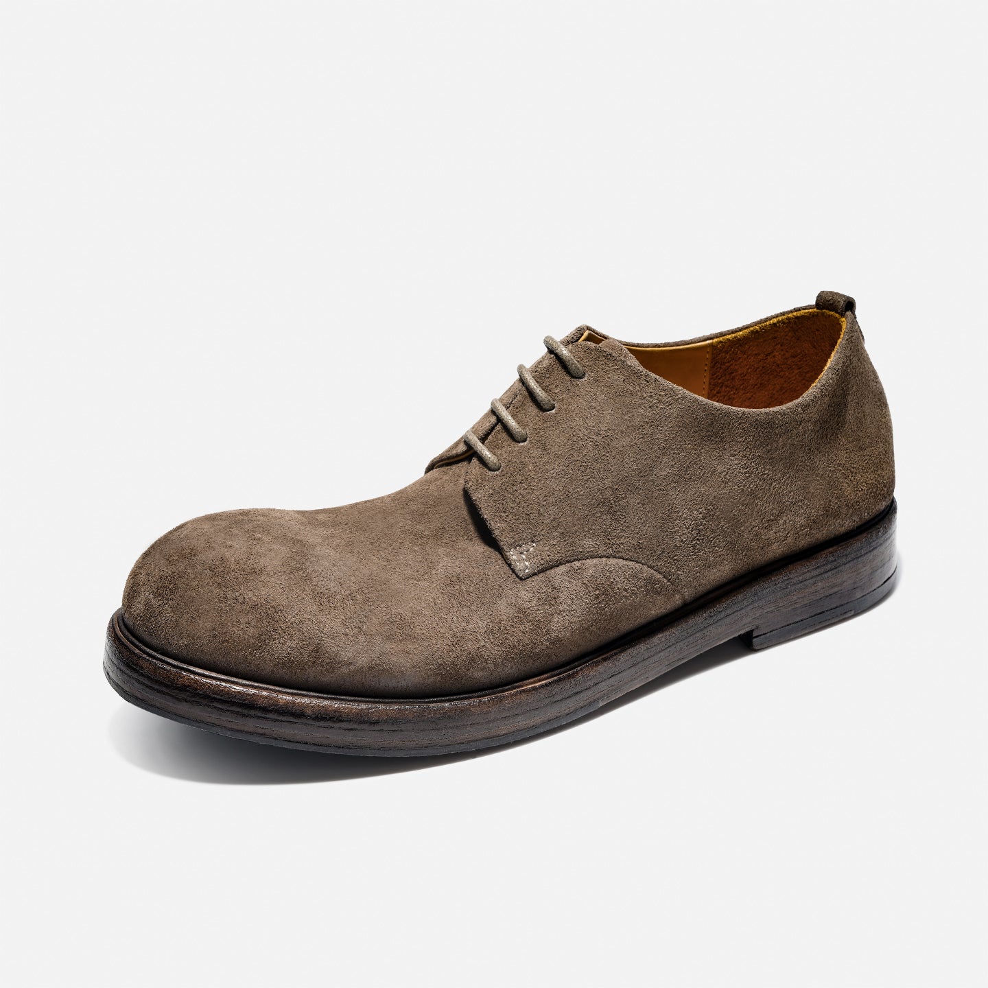 DREAMBOX Washed Horsehide Derby Shoes – Handmade Leather Sole, Breathable British Vintage Casual Shoes171101
