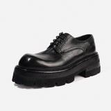 DREAMBOX Men’s Washed Horsehide Derby Shoes – Distressed Vintage Big-Toe Leather Shoes141530s