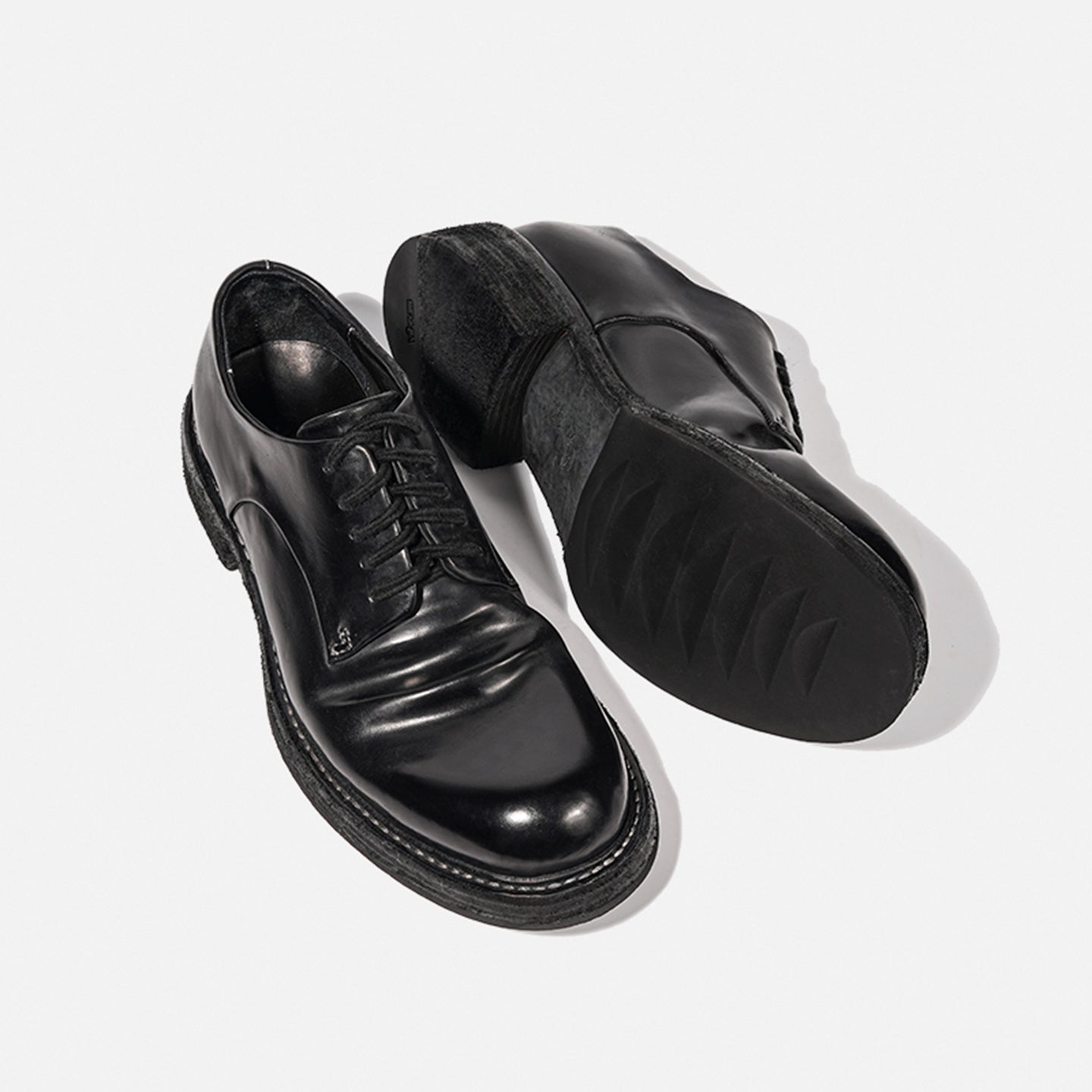 24618 Vibram HANDMADE DERBY LEATHER SHOES MADE OF WASHED HORSEHIDE
