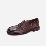 DREAMBOX Women’s Handmade Cordovan Leather Boat Shoes – Chunky Heel Platform Loafers WM262-2