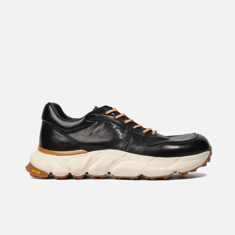 DREAMBOX Handmade Horsehide Trainer Shoes – Lightweight, Breathable British Vintage Casual Sneakers for Men15902-1