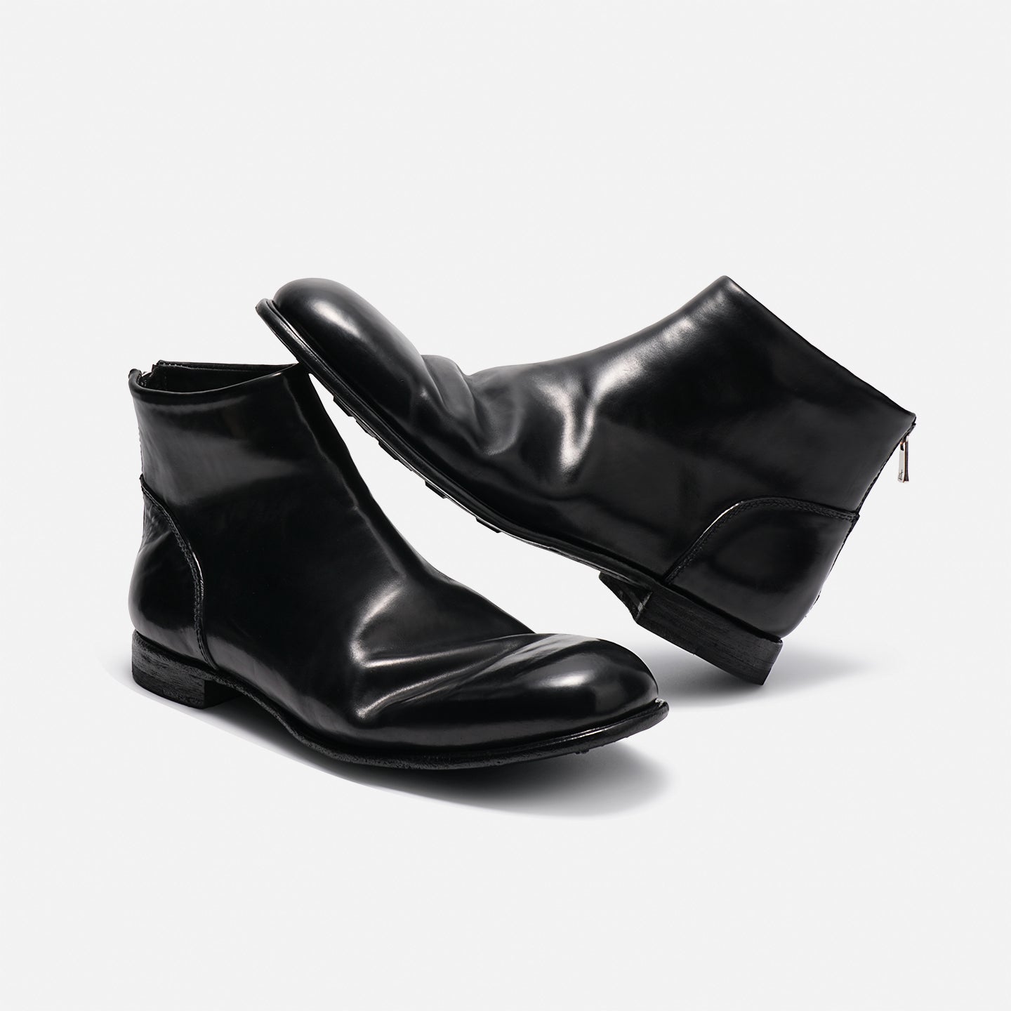 DREAMBOX Vibram Horse Croup Leather Ankle Boots with Back Zipper, British-Inspired Winter Boots 5321